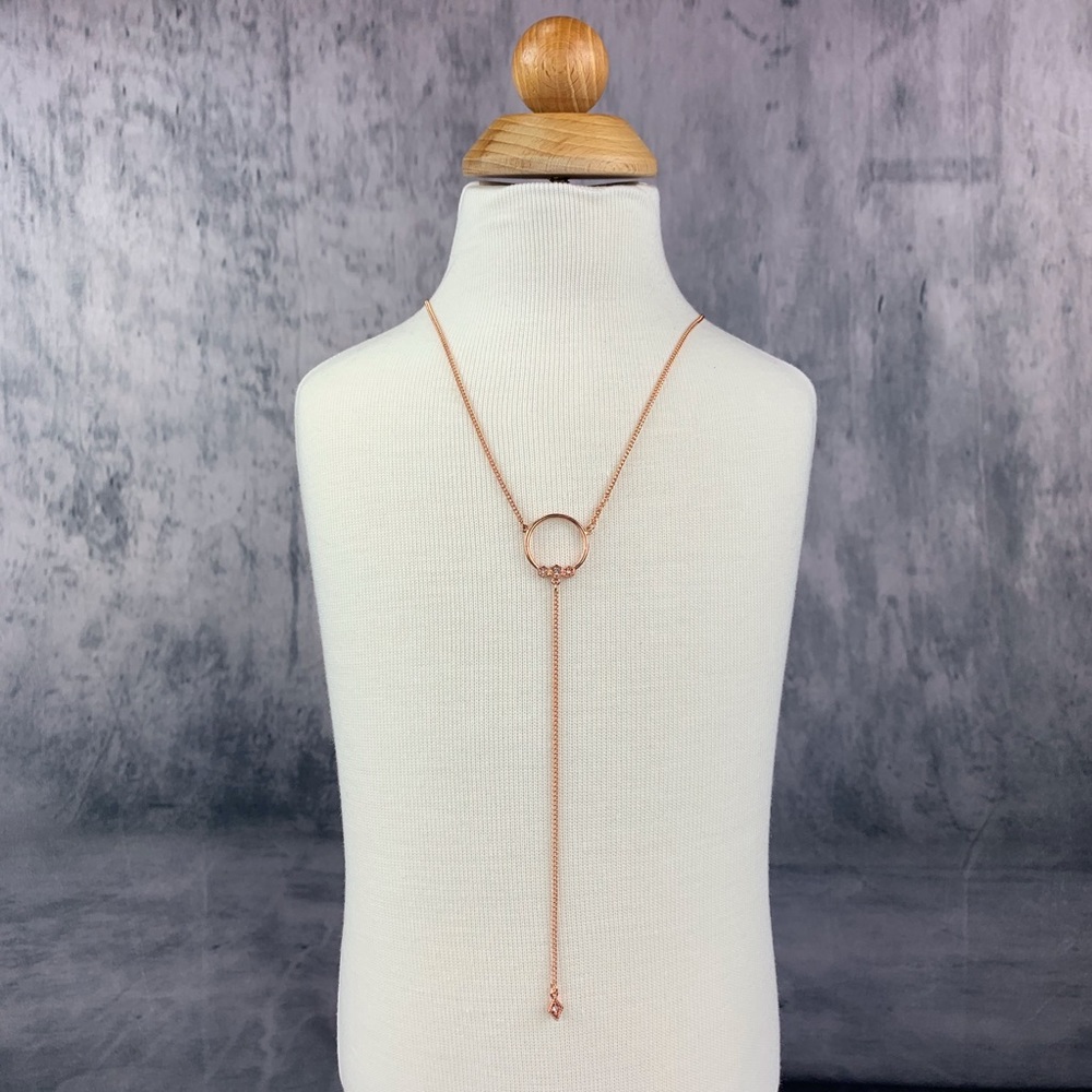 LUV AJ Rose Gold NIB Adjustable Lariat Necklace
